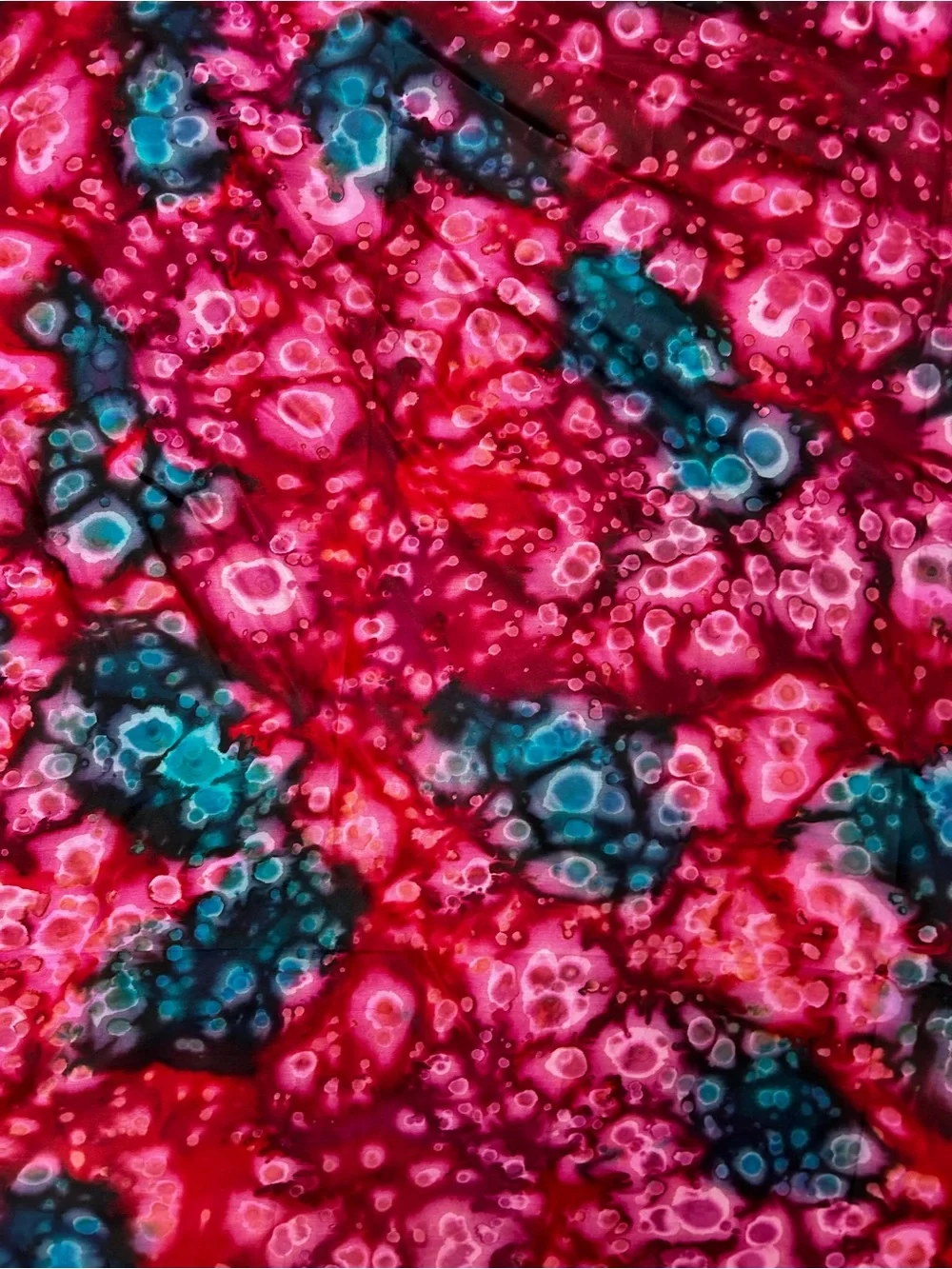 Pure Silk Abstract Pink Blue Scarf Square Magenta and Purple Watercolor Dots
